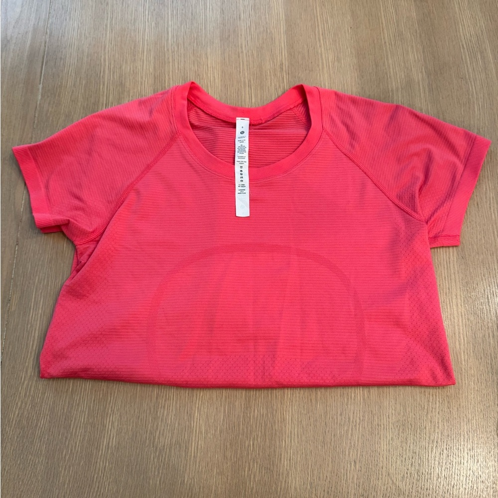 Lululemon Athletica Orange Pink Crop Polo T-Shirt